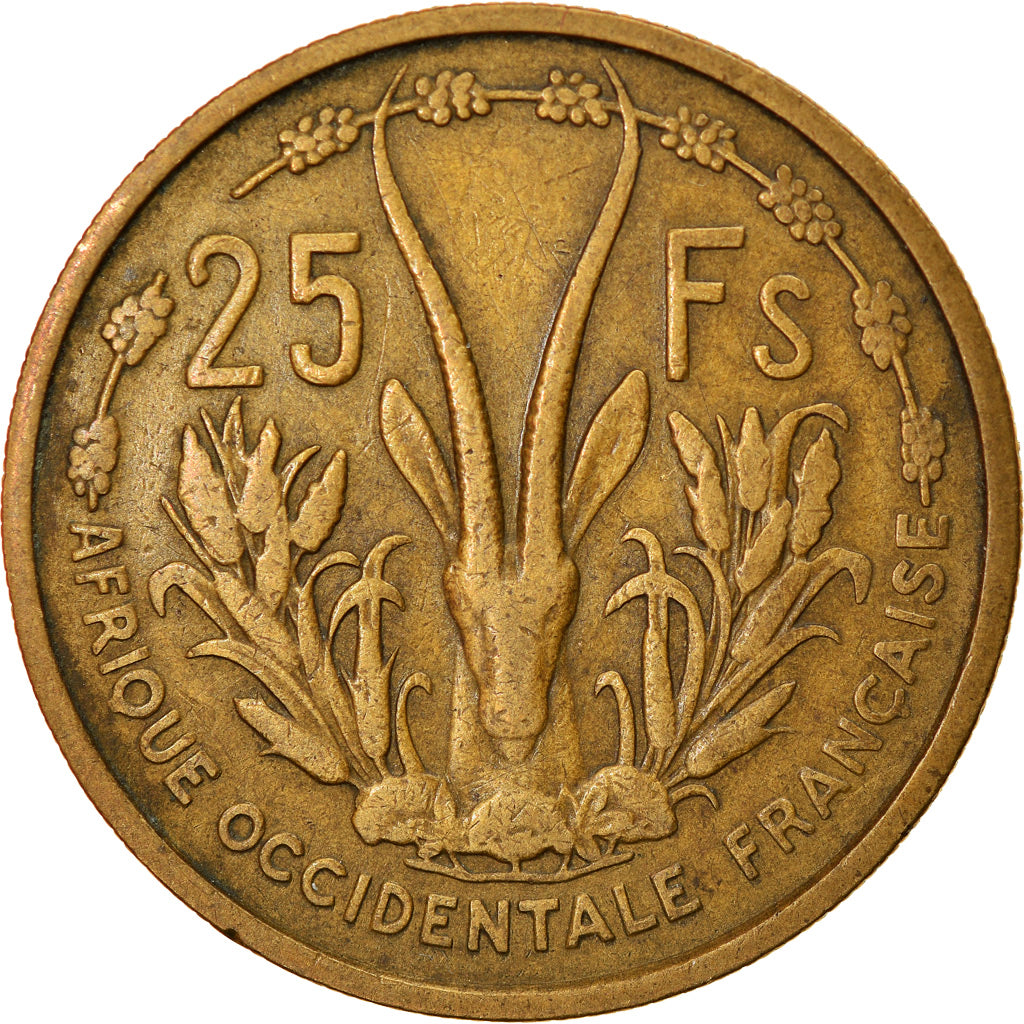Moneta, Francuska Afryka Zachodnia, 25 Francs, 1956, EF(40-45), Aluminium-Brąz
