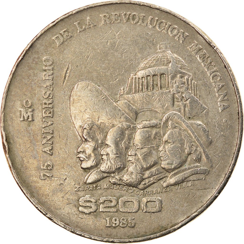 Moneda, México, 200 Pesos, 1985, Mexico City, MBC, Cobre - níquel, KM:510