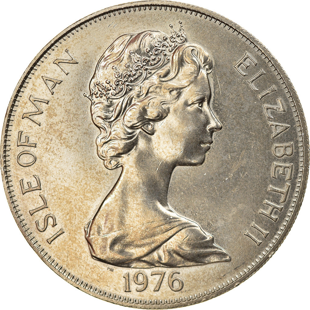 Coin, Isle of Man, Elizabeth II, Crown, 1976, Pobjoy Mint, AU(55-58)