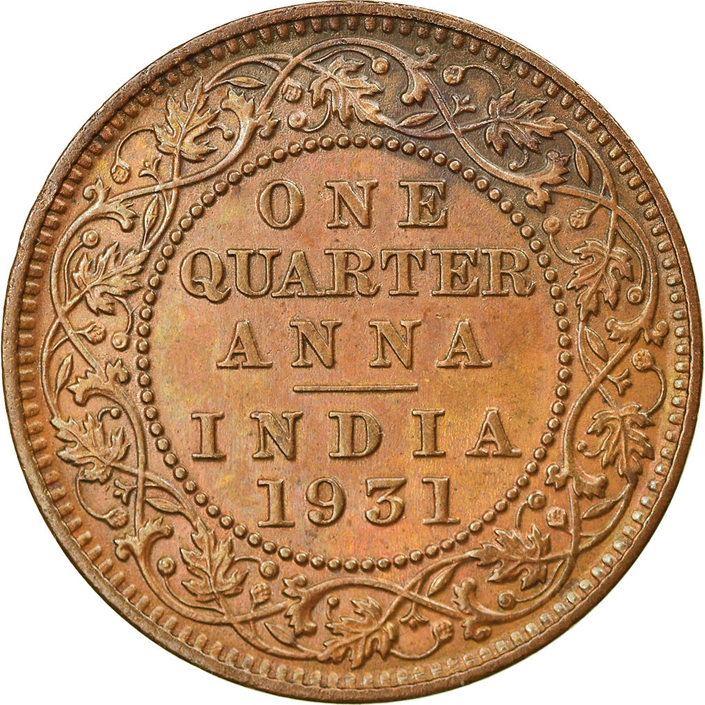 Coin, INDIA-BRITISH, George V, 1/4 Anna, 1931, EF(40-45), Bronze, KM:512