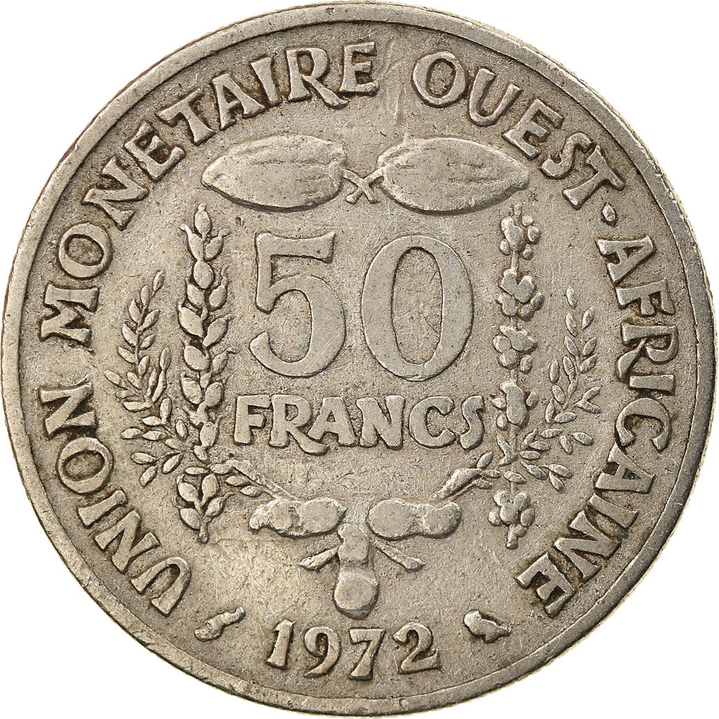 Münze, West African States, 50 Francs, 1972, S+, Copper-nickel, KM:6