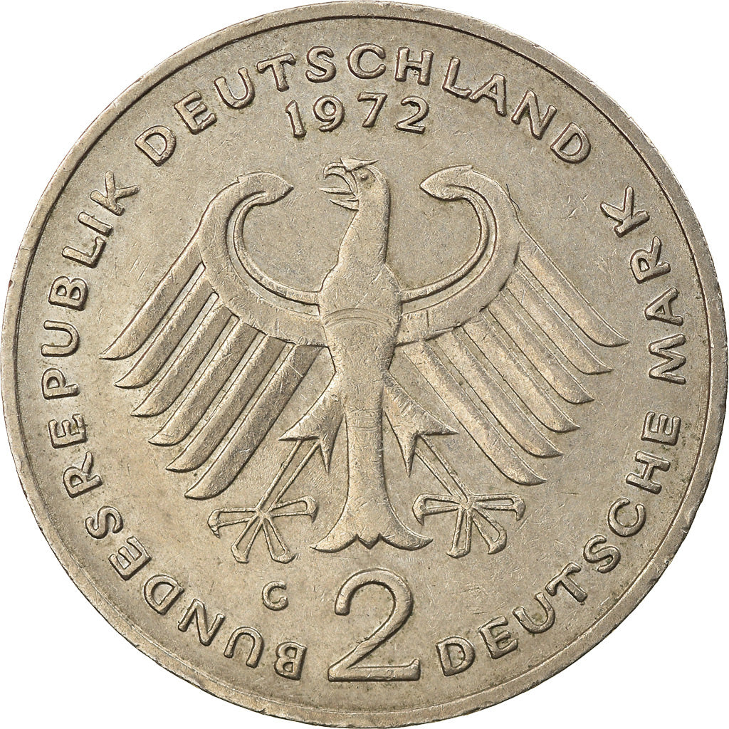 Moneta, GERMANIA - REPUBBLICA FEDERALE, 2 Mark, 1969, Karlsruhe, BB, Nichel