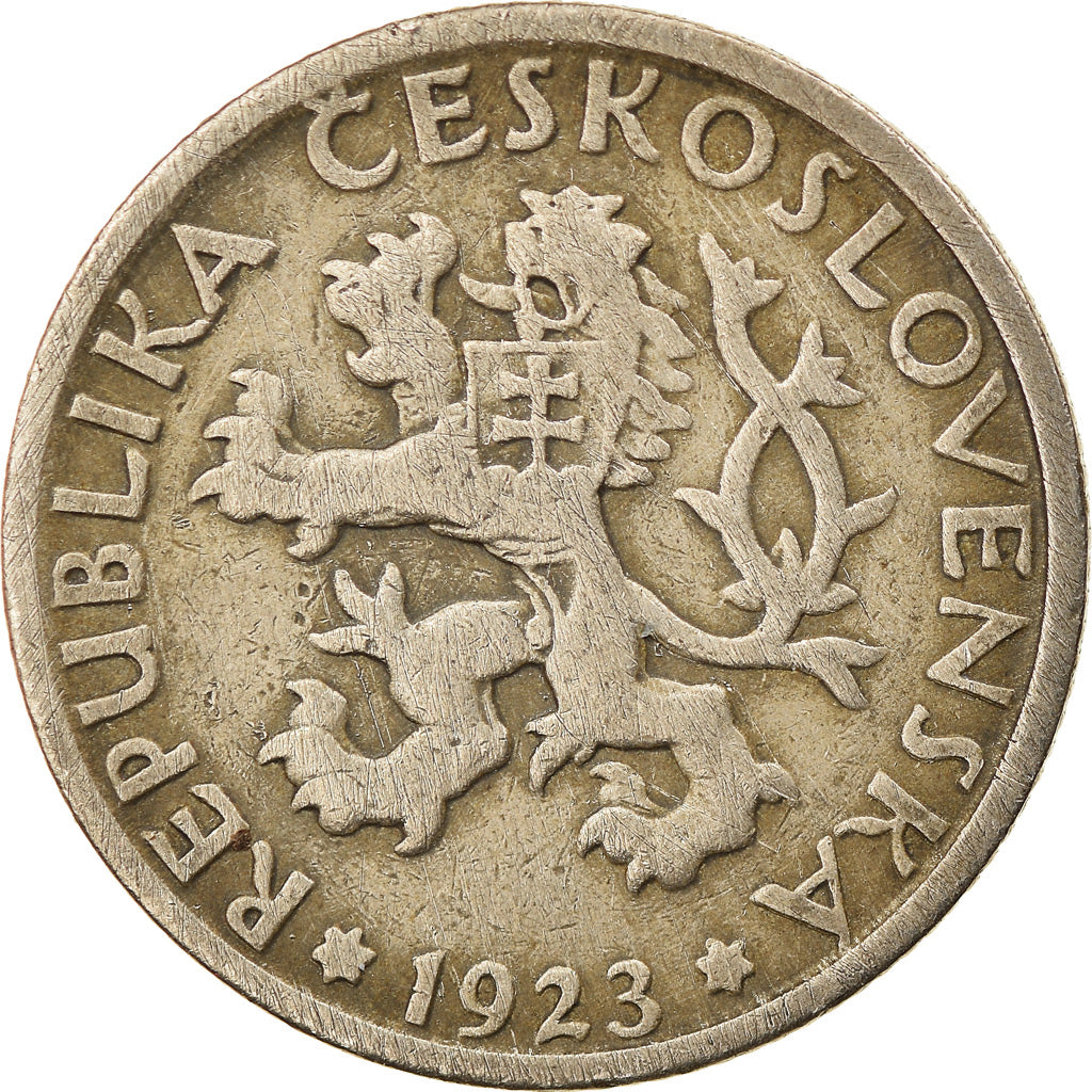 Coin, Czechoslovakia, Koruna, 1923, EF(40-45), Copper-nickel, KM:4