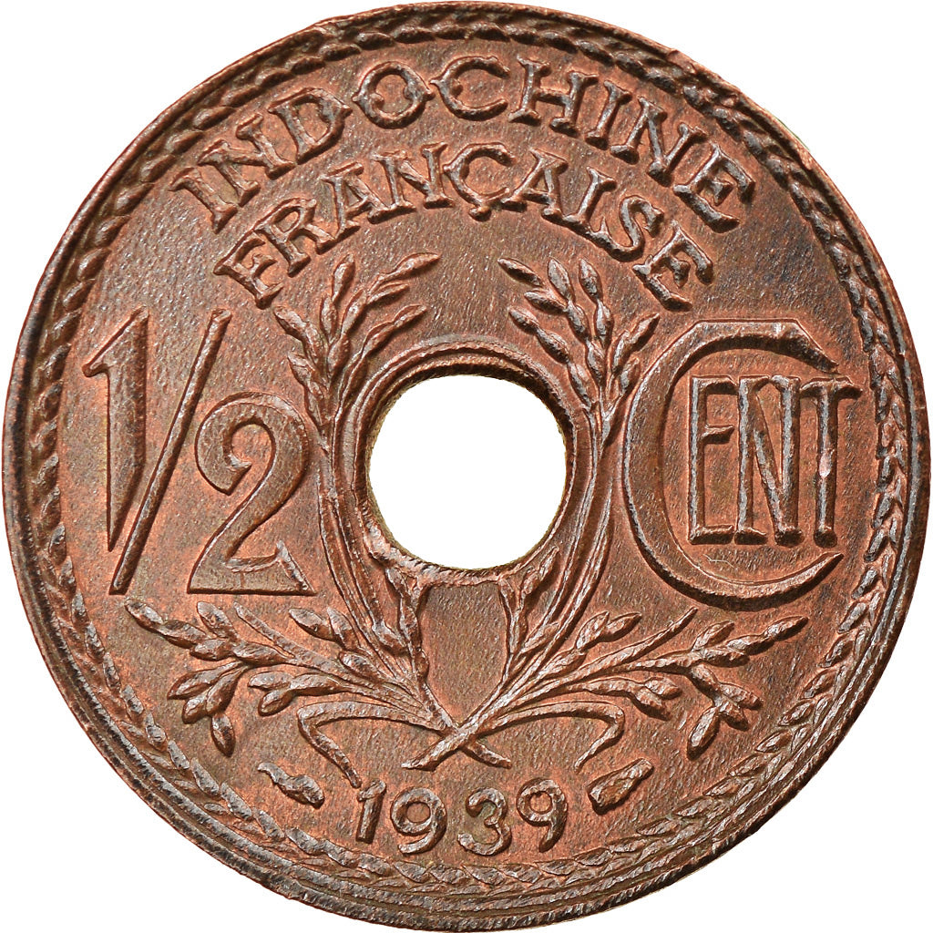 Coin, FRENCH INDO-CHINA, 1/2 Cent, 1939, Paris, MS(60-62), Bronze, KM:20