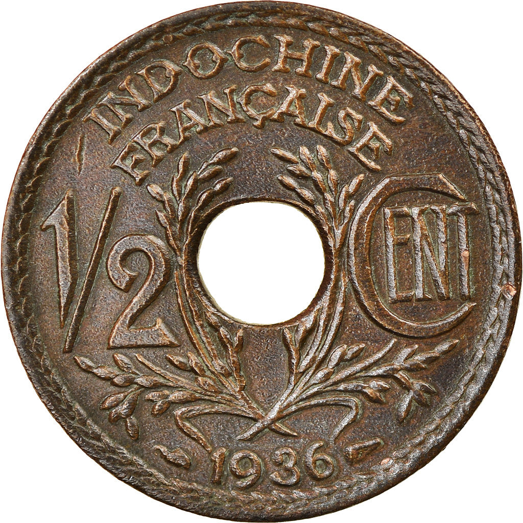Monnaie, FRENCH INDO-CHINA, 1/2 Cent, 1936, Paris, SUP+, Bronze, KM:20