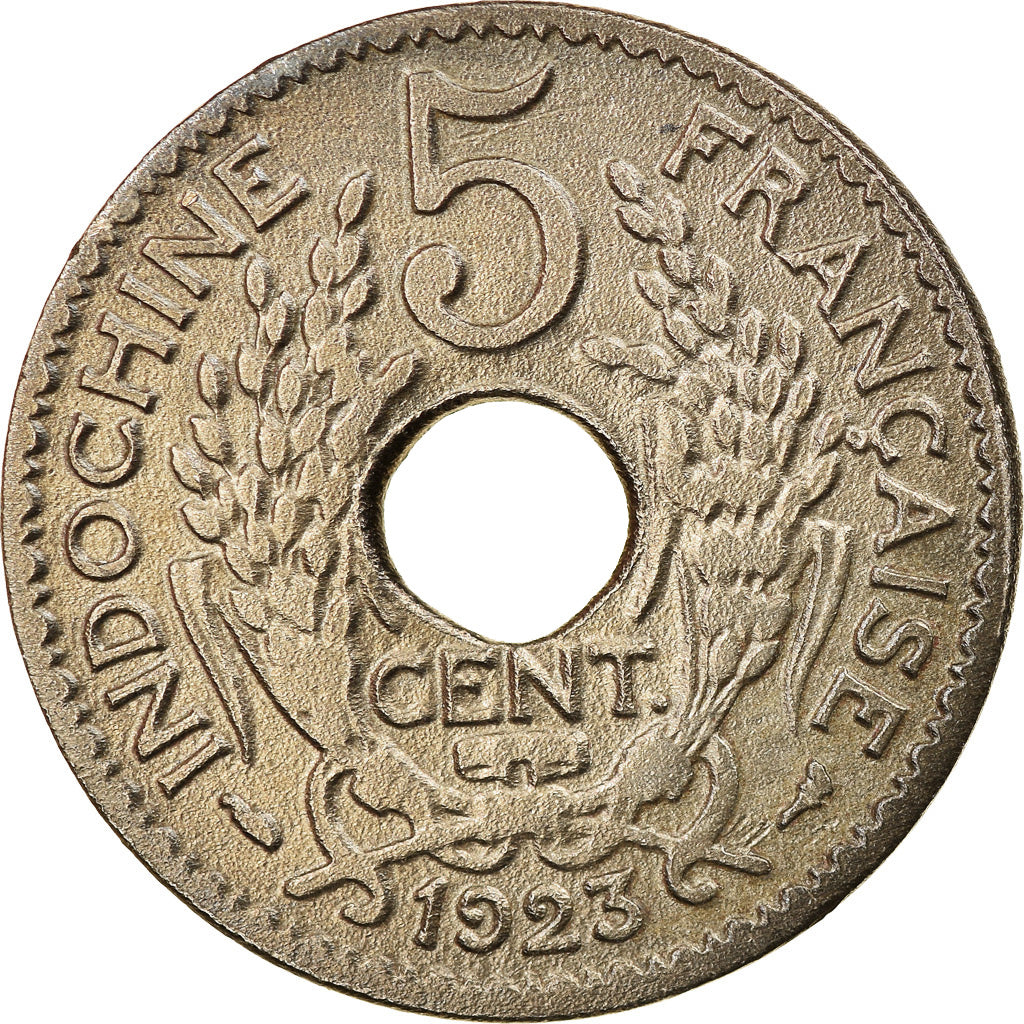 Munten, FRANS INDO-CHINA, 5 Cents, 1923, Paris, ZF+, Copper-nickel, KM:18