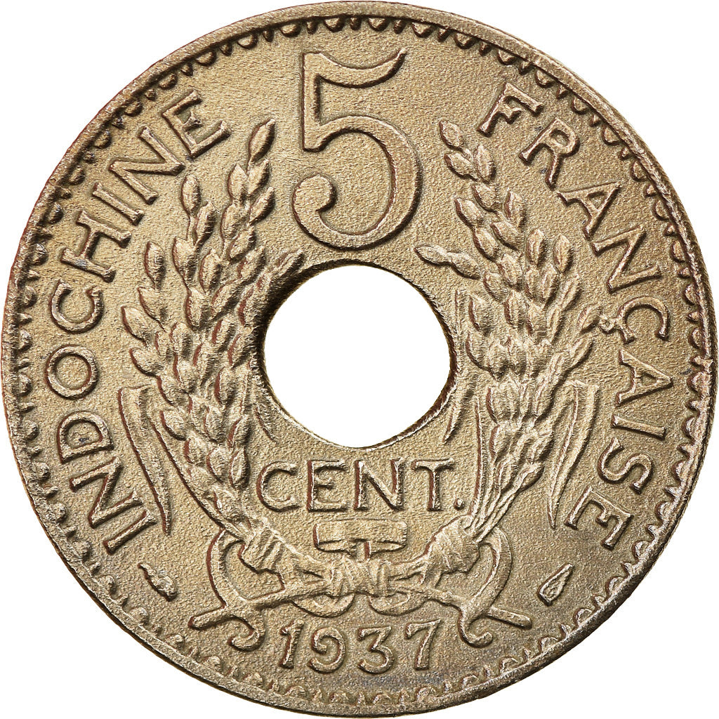 Münze, FRENCH INDO-CHINA, 5 Cents, 1937, Paris, VZ+, Copper-nickel, KM:18