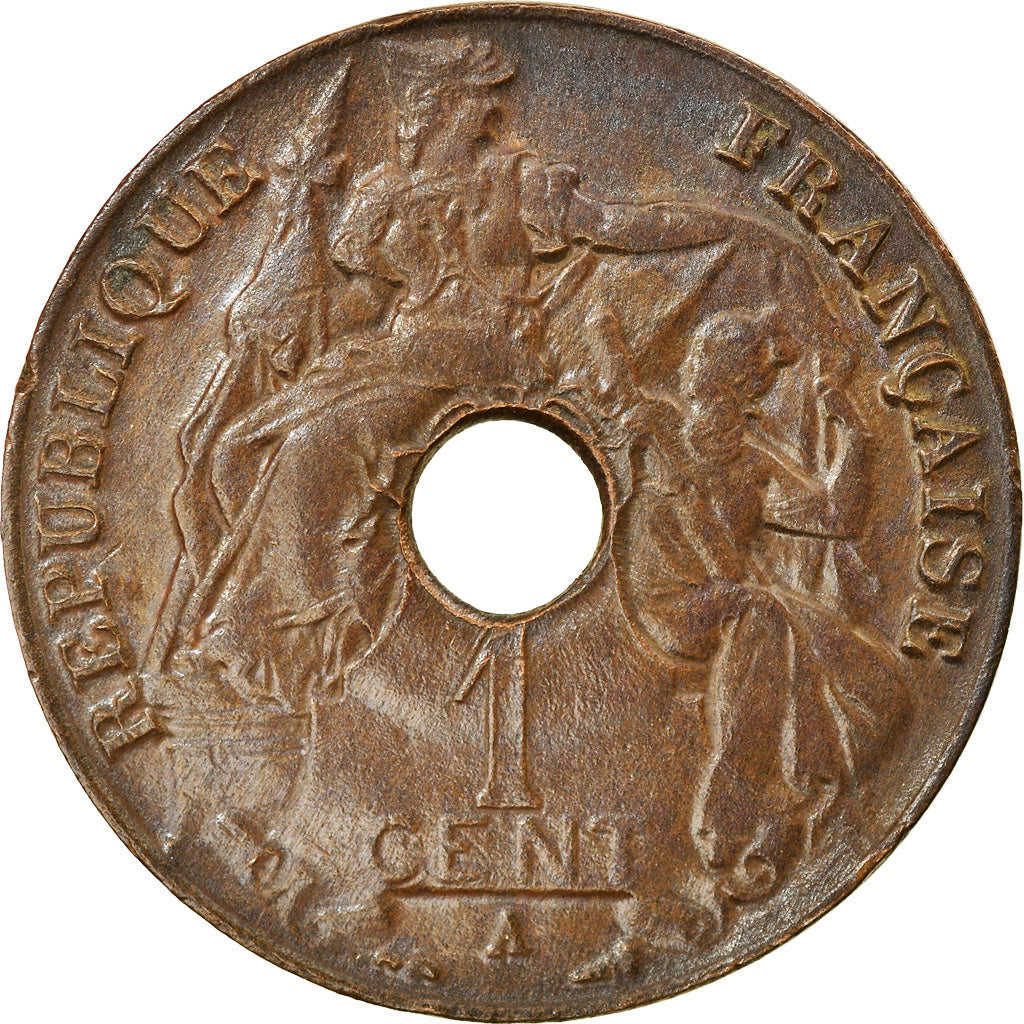 Coin, FRENCH INDO-CHINA, Cent, 1917, Paris, AU(55-58), Bronze, KM:12.1