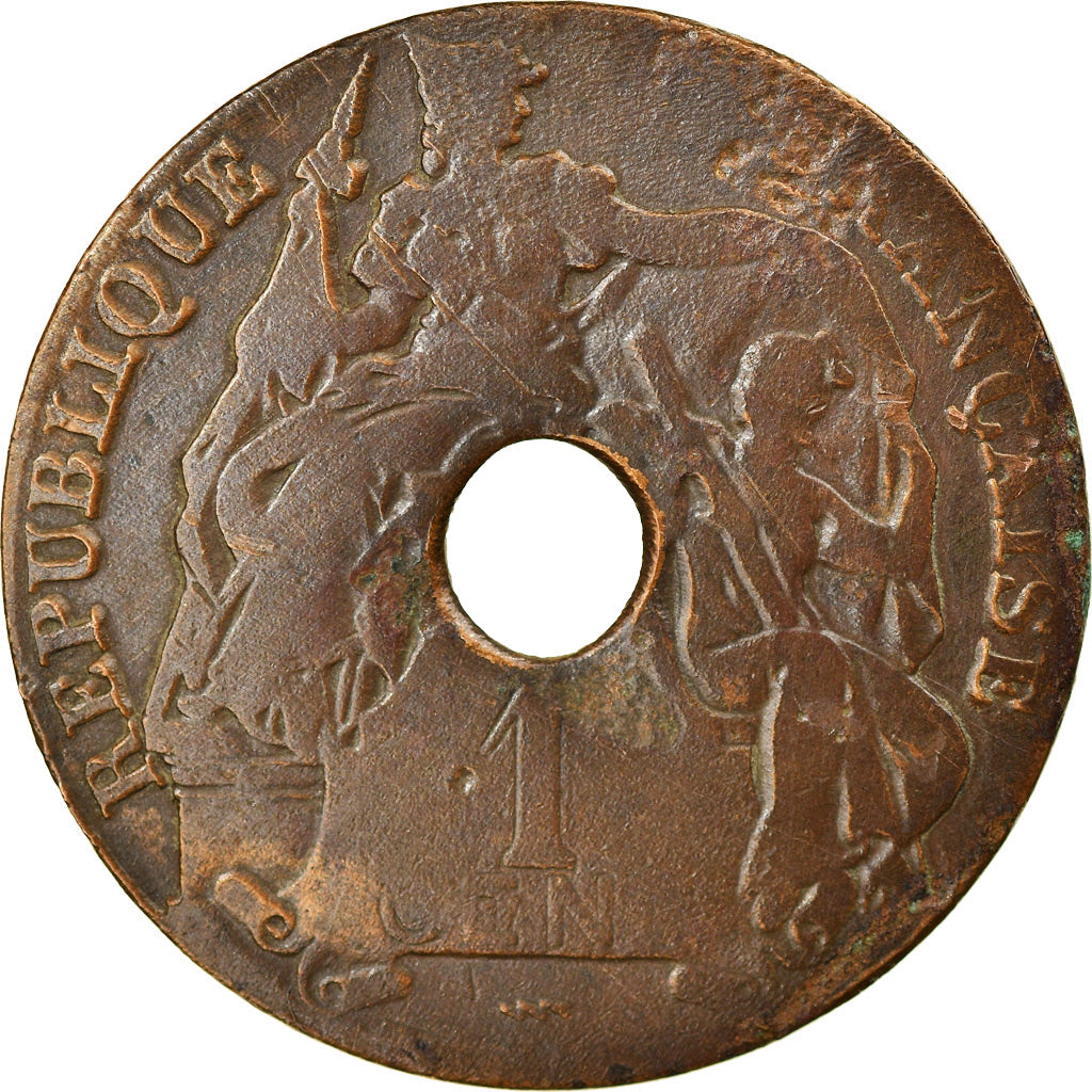 Monnaie, FRENCH INDO-CHINA, Cent, 1923, Poissy, TB+, Laiton, KM:12.1