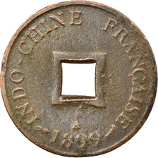Coin, FRENCH INDO-CHINA, 2 Sapeque, 1899, Paris, VF(30-35), Bronze, KM:6