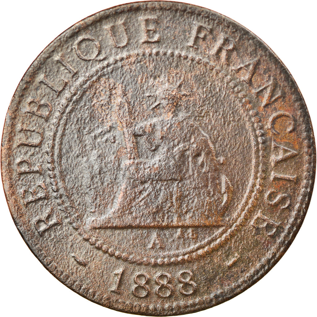 Moeda, INDOCHINA FRANCESA, Cent, 1888, Paris, VF(30-35), Bronze, KM:1