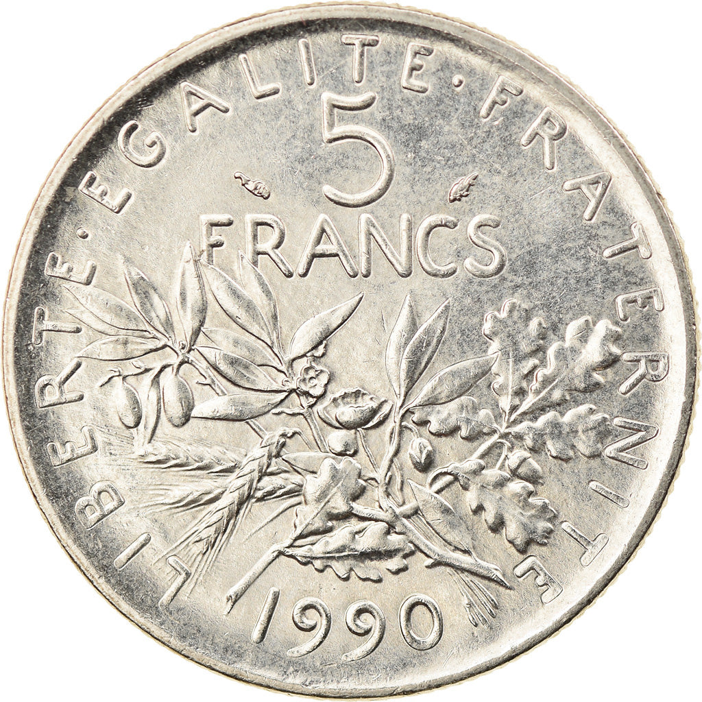 Coin, France, Semeuse, 5 Francs, 1990, Paris, MS(60-62), Nickel Clad