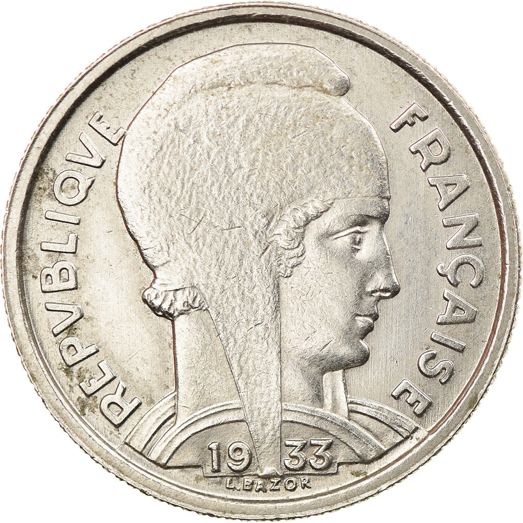Coin, France, Bazor, 5 Francs, 1933, Paris, AU(55-58), Nickel, KM:887