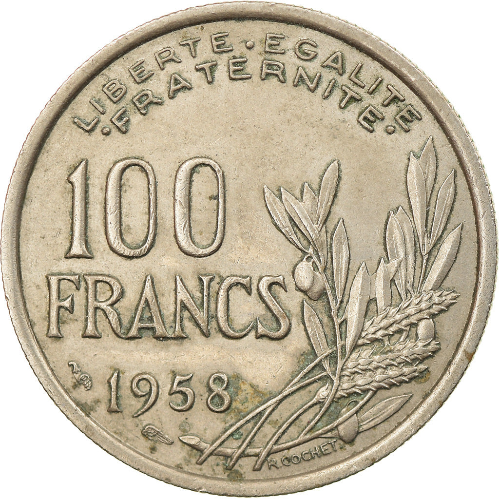 Moneta, Francia, Cochet, 100 Francs, 1958, Paris, BB, Rame-nichel, KM:919.1