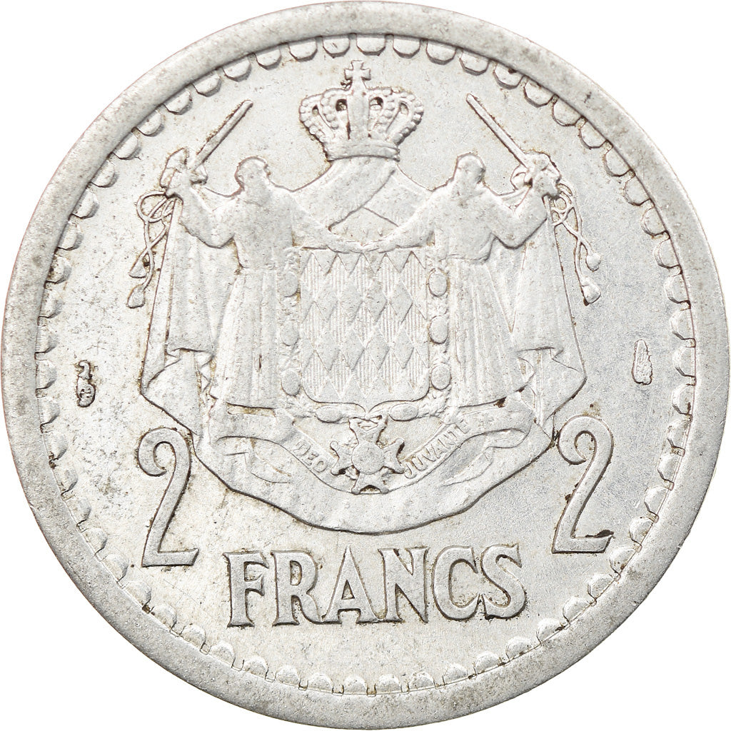 Monnaie, Monaco, Louis II, 2 Francs, 1943, TTB, Aluminium, Gadoury:MC 133