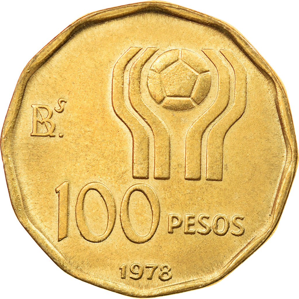 Moneta, Argentina, 100 Pesos, 1978, AU(50-53), Aluminium-Brąz, KM:77