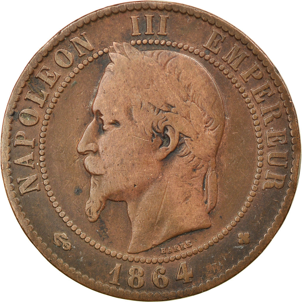 Coin, France, Napoléon III, 10 Centimes, 1864, Strasbourg, VF(20-25), Bronze