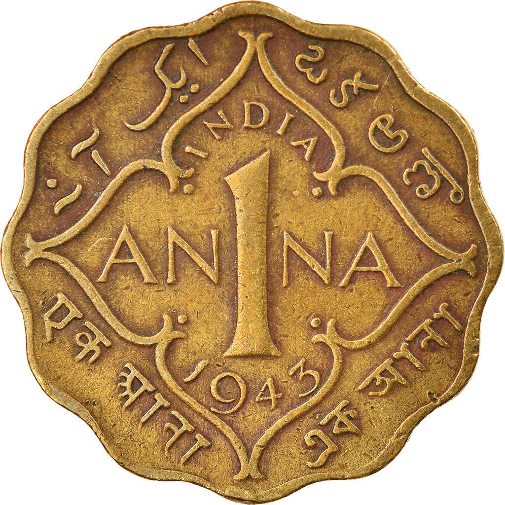 Coin, INDIA-BRITISH, George VI, Anna, 1943, EF(40-45), Nickel-brass, KM:537a