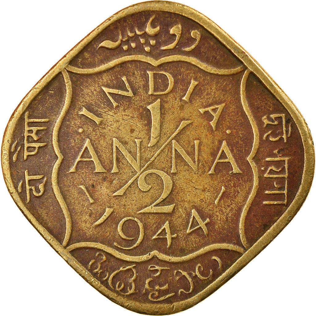 Moneta, INDIA - BRITANNICA, George VI, 1/2 Anna, 1944, Calcutta, BB