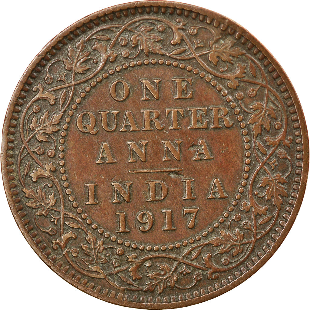 Monnaie, INDIA-BRITISH, George V, 1/4 Anna, 1917, TTB, Bronze, KM:512
