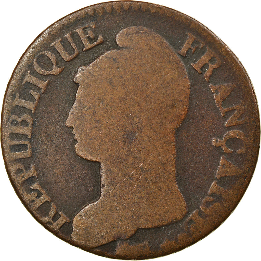 Moneta, Francia, Dupré, 5 Centimes, 1799, Paris, B+, Bronzo, KM:640.1