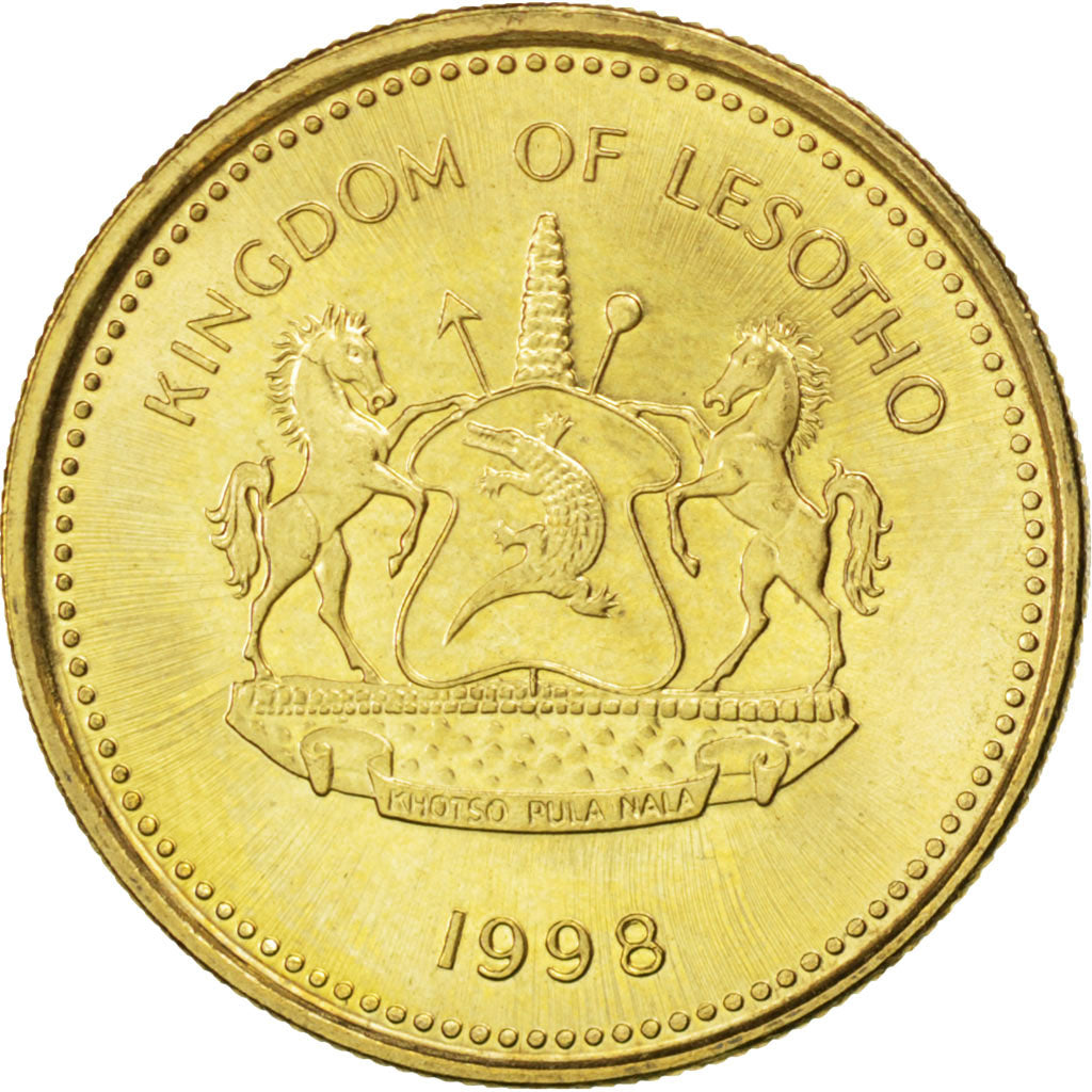 LESOTHO, 50 Licente, Lisente, 1998, KM #65, MS(63), Brass Plated Steel, 20, 3.33