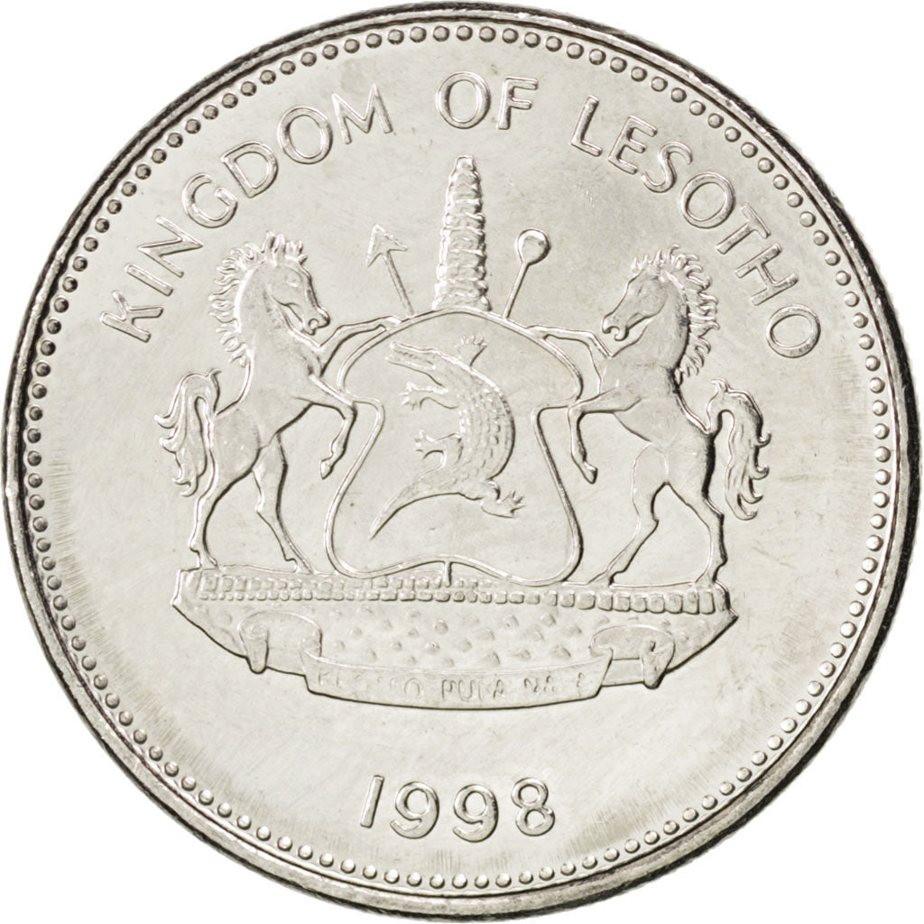 LESOTHO, 2 Maloti, 1998, KM #58, MS(63), Nickel Plated Steel, 22, 4.53