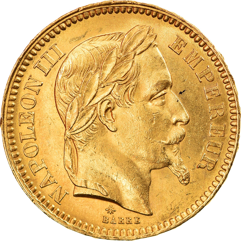 Coin, France, Napoleon III, 20 Francs, 1866, Paris, AU(50-53), Gold, KM:801.1