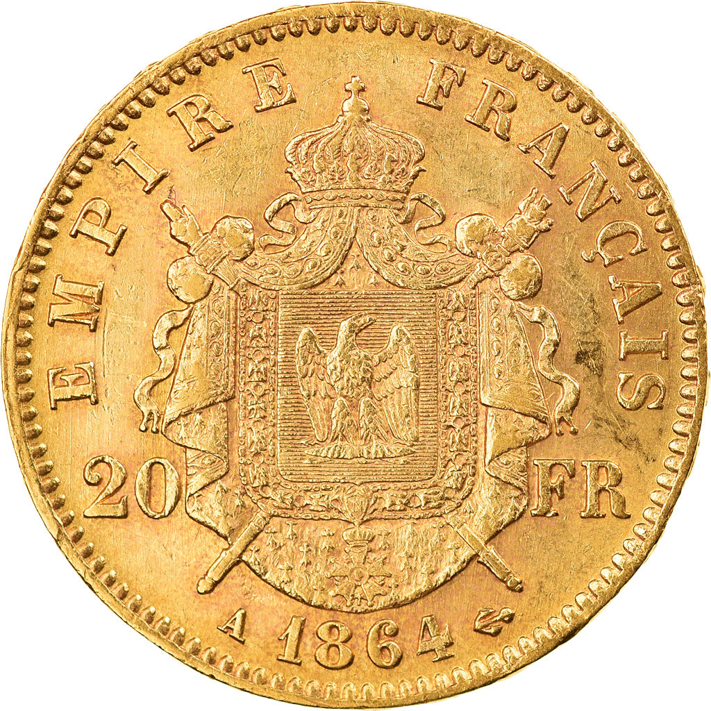 Monnaie, France, Napoleon III, 20 Francs, 1864, Paris, TTB+, Or, Gadoury:1062