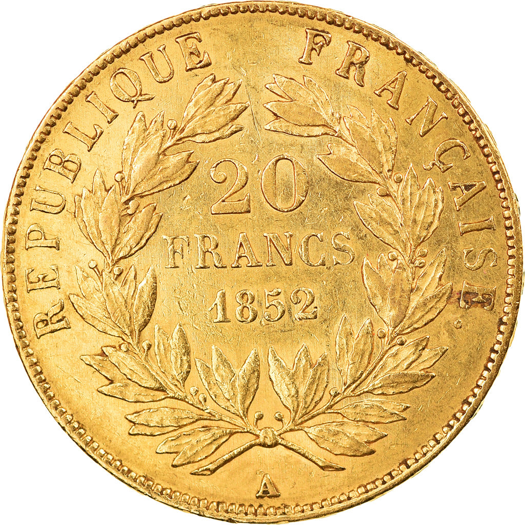 Moneta, Francja, Louis Napoleon, 20 Francs, 1852, Paris, AU(50-53), Złoto