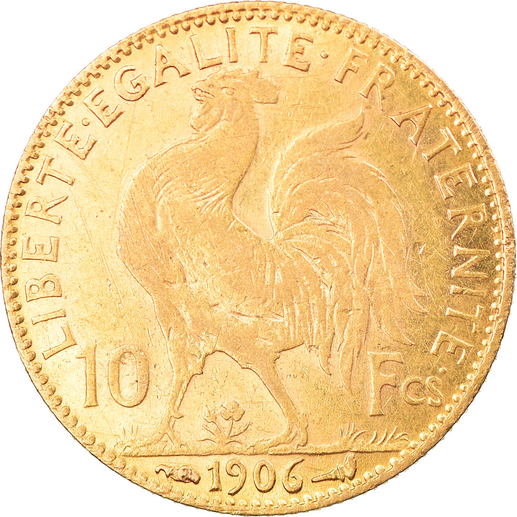 Moneta, Francia, Marianne, 10 Francs, 1906, Paris, BB, Oro, KM:846, Gadoury:1017