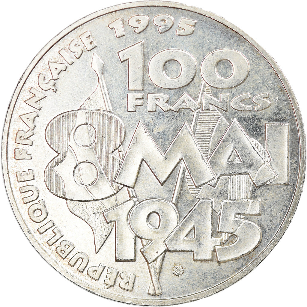 Munten, Frankrijk, 8 mai 1945, 100 Francs, 1995, PR, Zilver, KM:1116.1