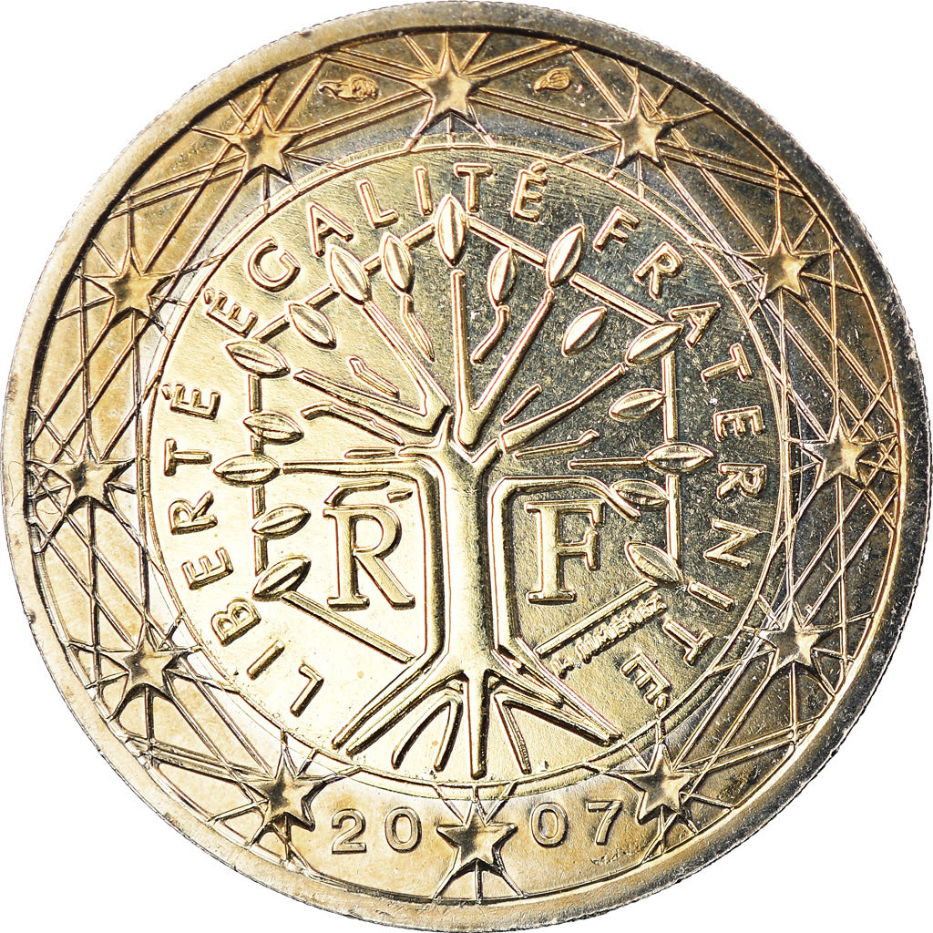 France, 2 Euro, 2007, Paris, BU, MS(65-70), Bi-Metallic, Gadoury:8a., KM:1414