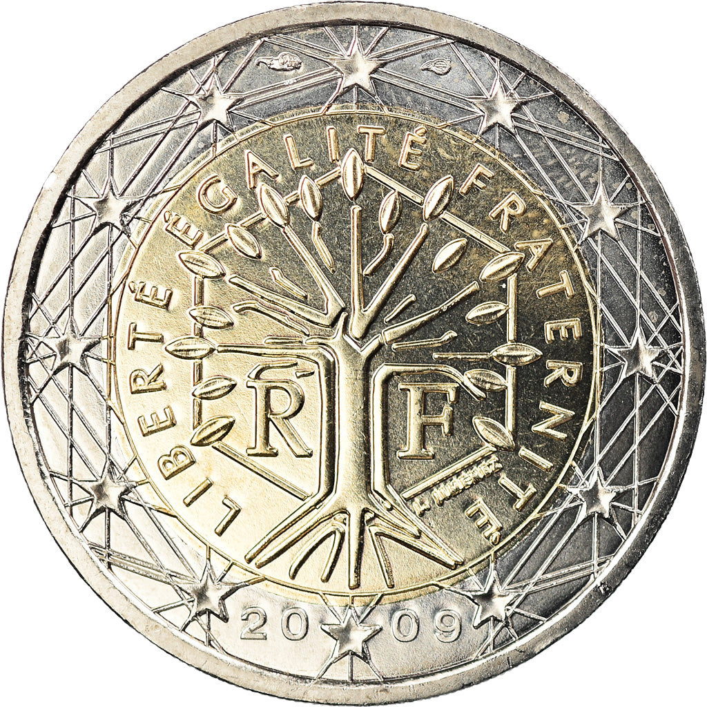 France, 2 Euro, 2009, Paris, BU, MS(65-70), Bi-Metallic, Gadoury:8a., KM:1414