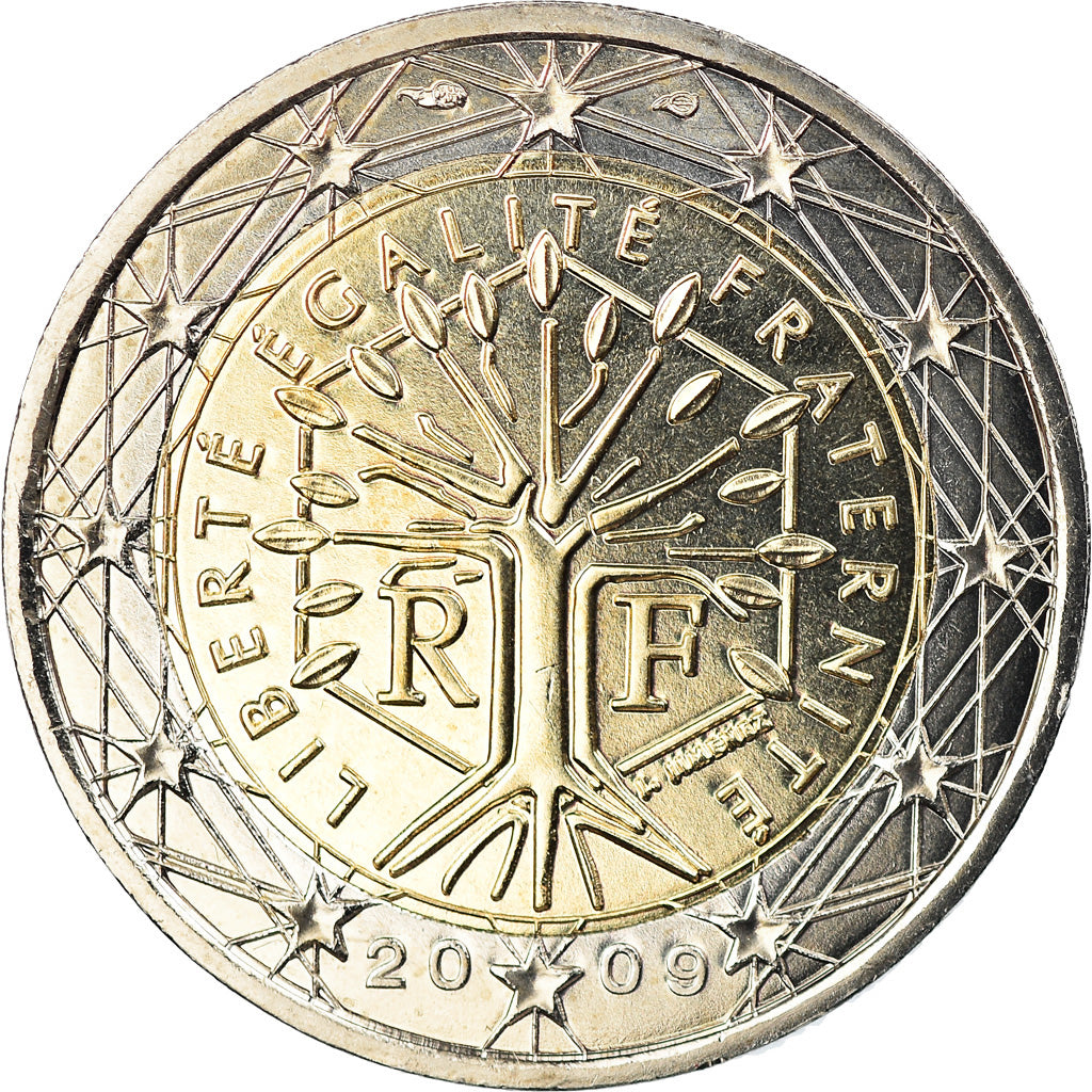 France, 2 Euro, 2009, Paris, BU, MS(65-70), Bi-Metallic, Gadoury:8a., KM:1414