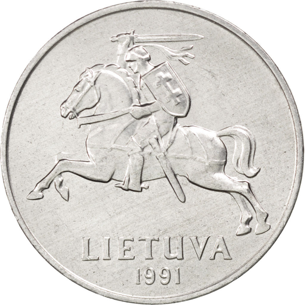 LITHUANIA, 2 Centai, 1991, KM #86, MS(63), Aluminum, 21.75, 1.10