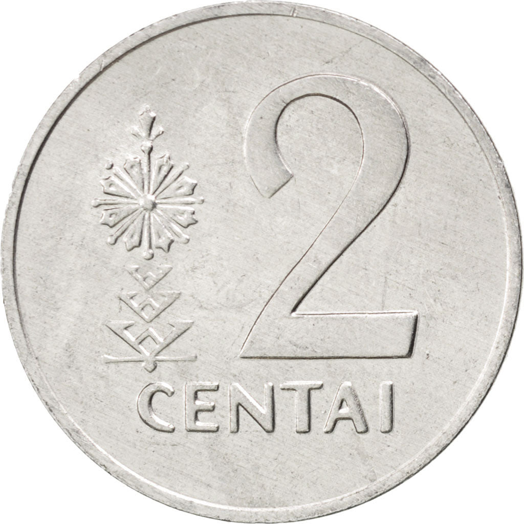 LITHUANIA, 2 Centai, 1991, KM #86, MS(63), Aluminum, 21.75, 1.10