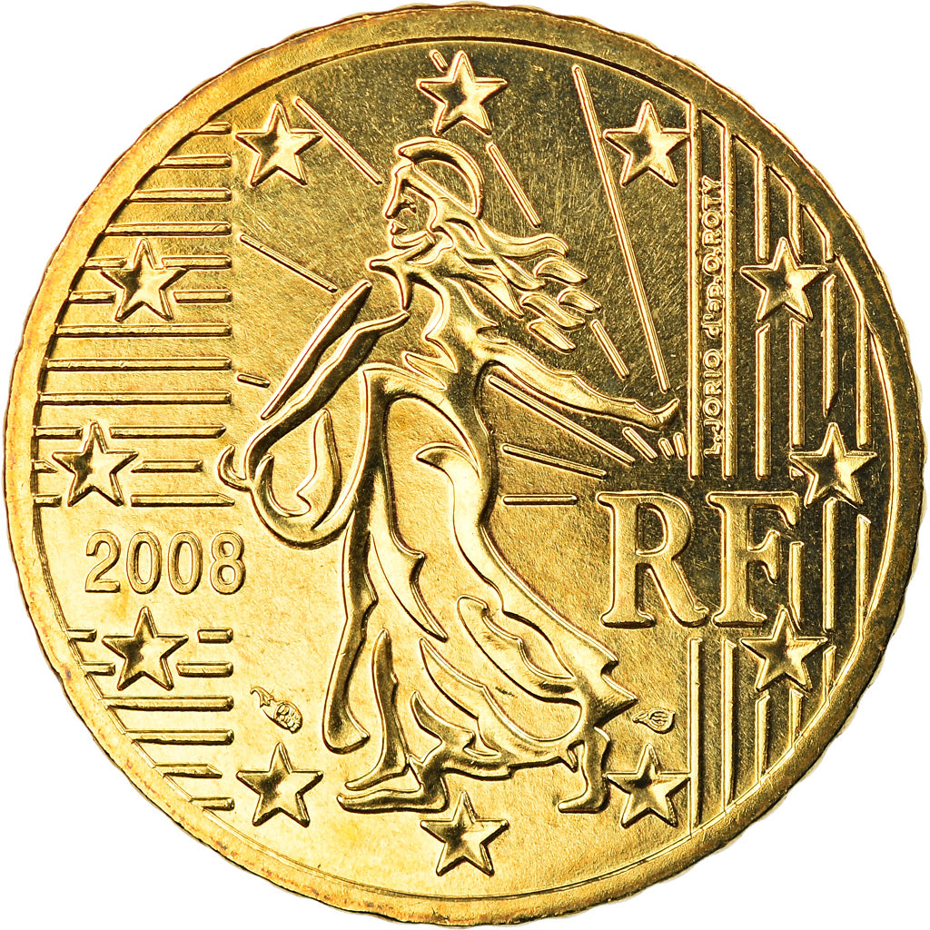 France, 50 Euro Cent, 2008, Paris, BU, MS(65-70), Brass, Gadoury:6a., KM:1412
