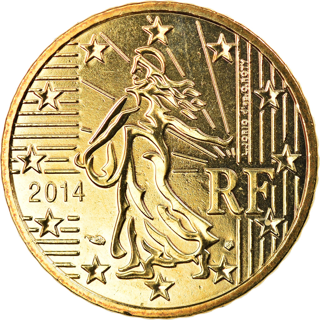 France, 50 Euro Cent, 2014, Paris, BU, FDC, Laiton, Gadoury:6a.