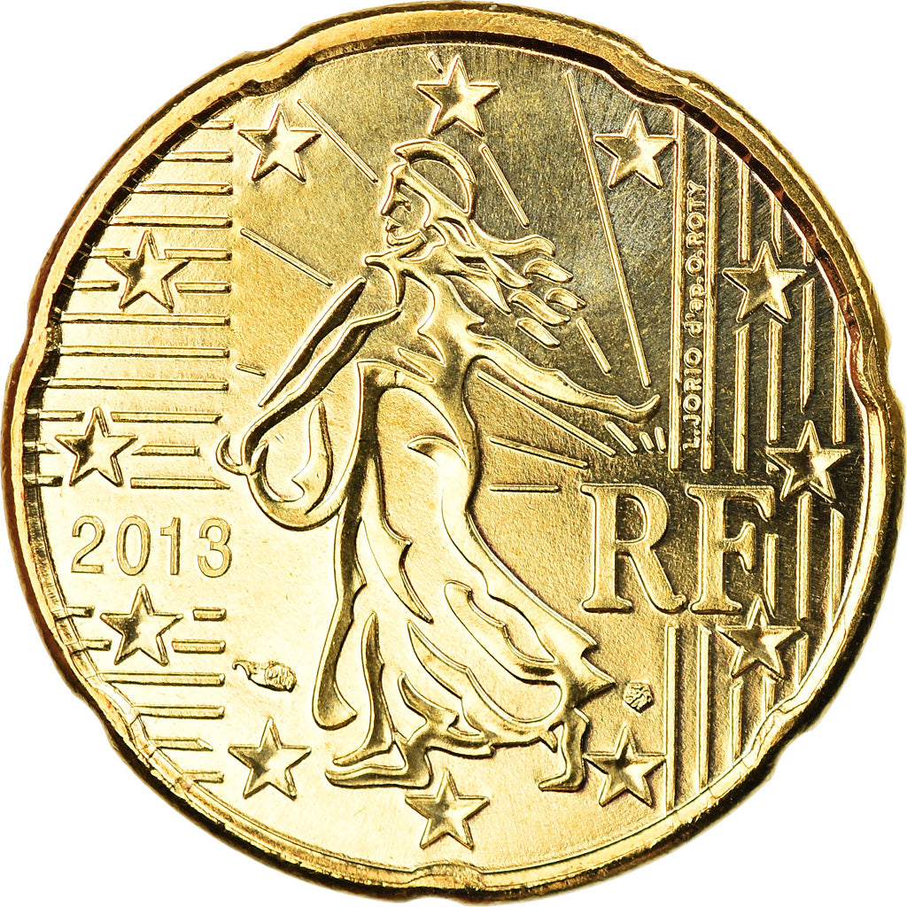 Francia, 20 Euro Cent, 2013, Paris, BU, FDC, Latón, Gadoury:5a, KM:1411