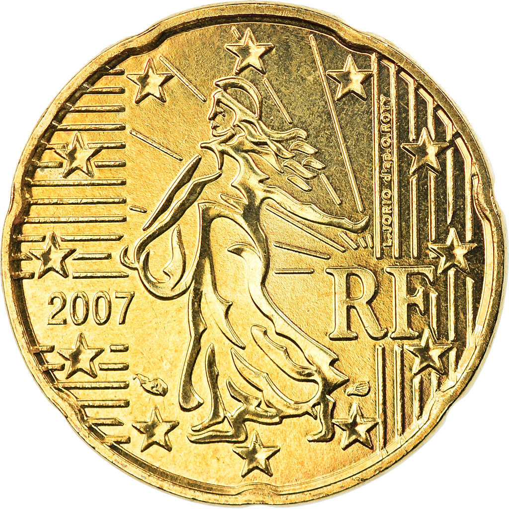 Francia, 20 Euro Cent, 2007, Paris, BU, FDC, Latón, Gadoury:5a, KM:1411