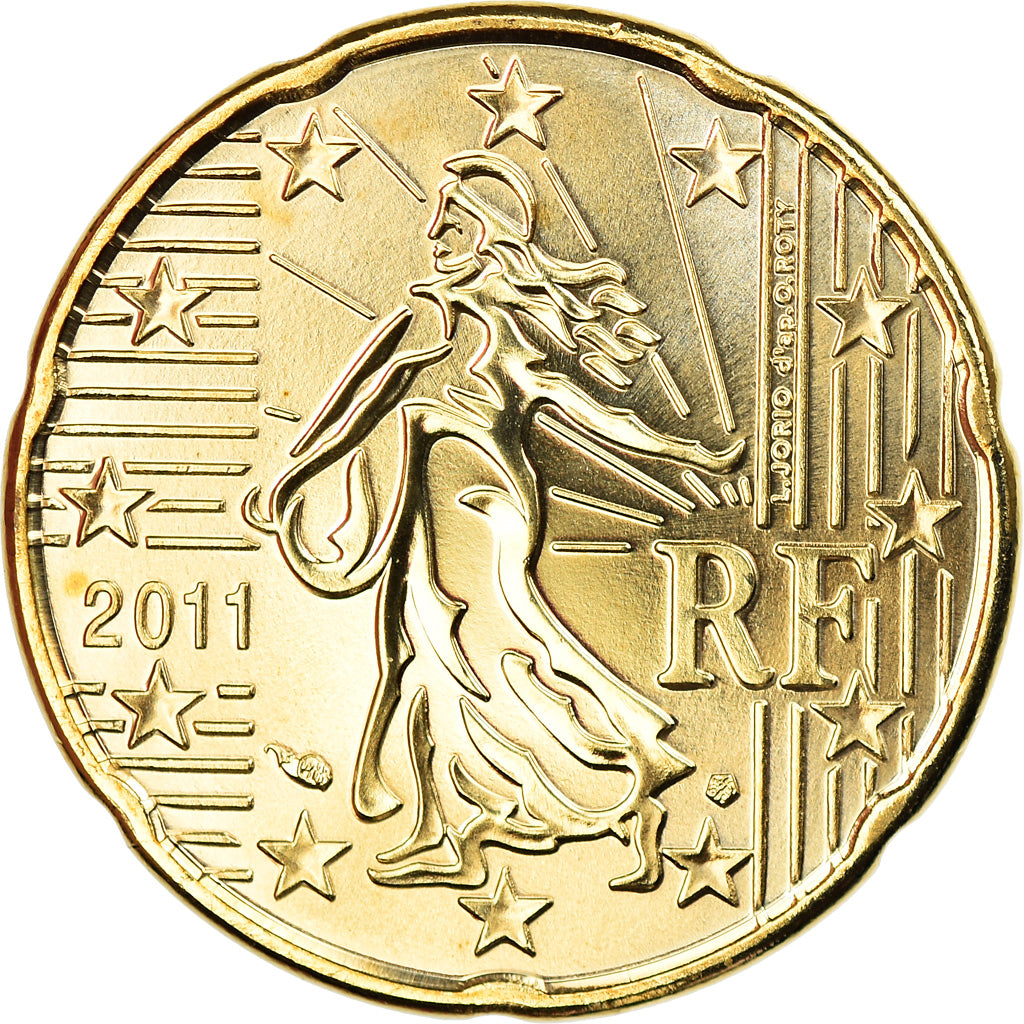 France, 20 Euro Cent, 2011, Paris, BU, MS(65-70), Brass, Gadoury:5a, KM:1411