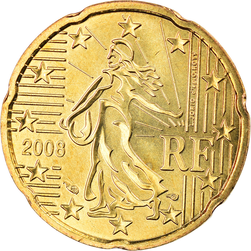 Francia, 20 Euro Cent, 2008, Paris, BU, FDC, Latón, Gadoury:5a, KM:1411