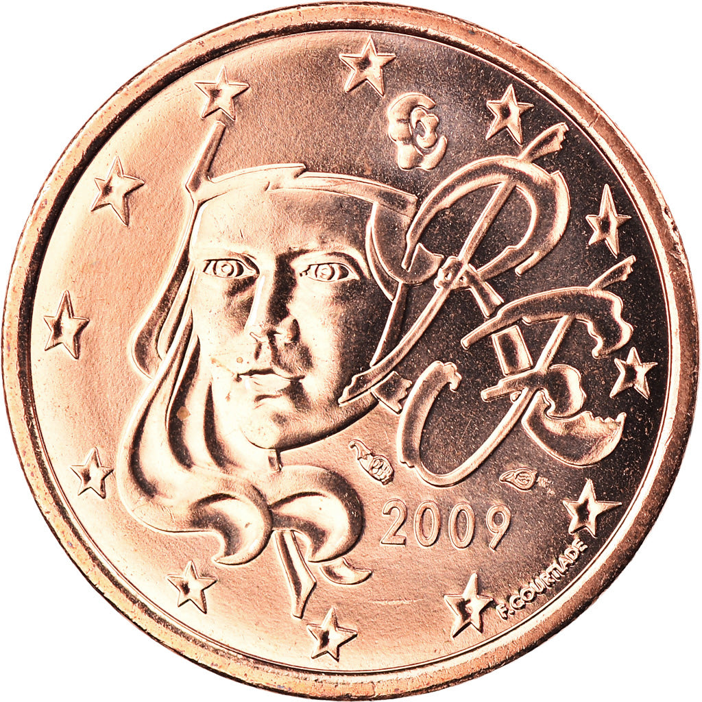 Francia, 5 Euro Cent, 2009, Paris, BU, FDC, Cobre chapado en acero, Gadoury:3