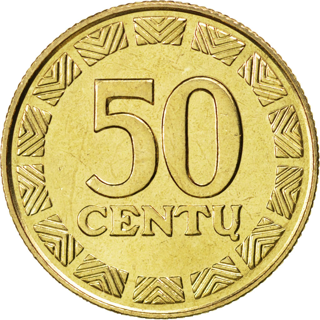 LITHUANIA, 50 Centu, 1998, KM #108, MS(63), Nickel-Brass, 23, 5.97