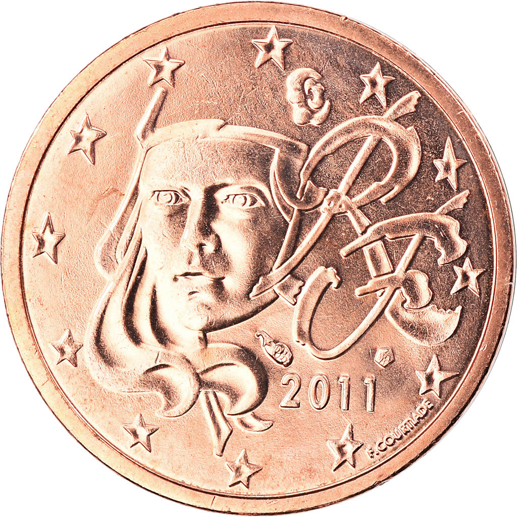 Frankrijk, 2 Euro Cent, 2011, Paris, BU, FDC, Copper Plated Steel, Gadoury:2