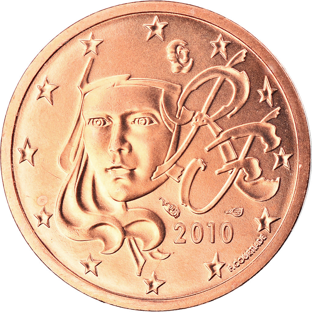 Francia, 2 Euro Cent, 2010, Paris, BU, FDC, Cobre chapado en acero, Gadoury:2