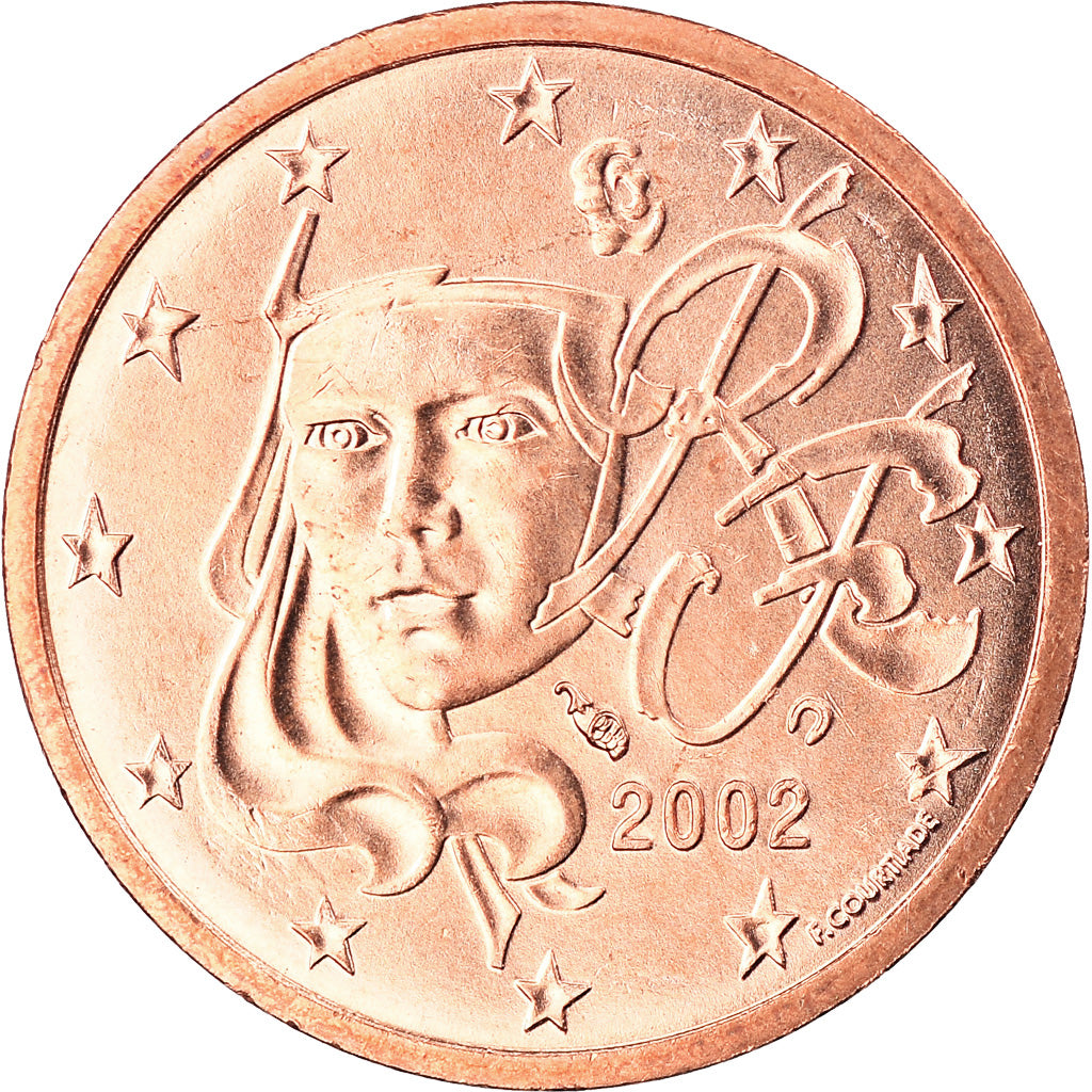 France, 2 Euro Cent, 2002, Paris, BU, MS(65-70), Copper Plated Steel, Gadoury:2