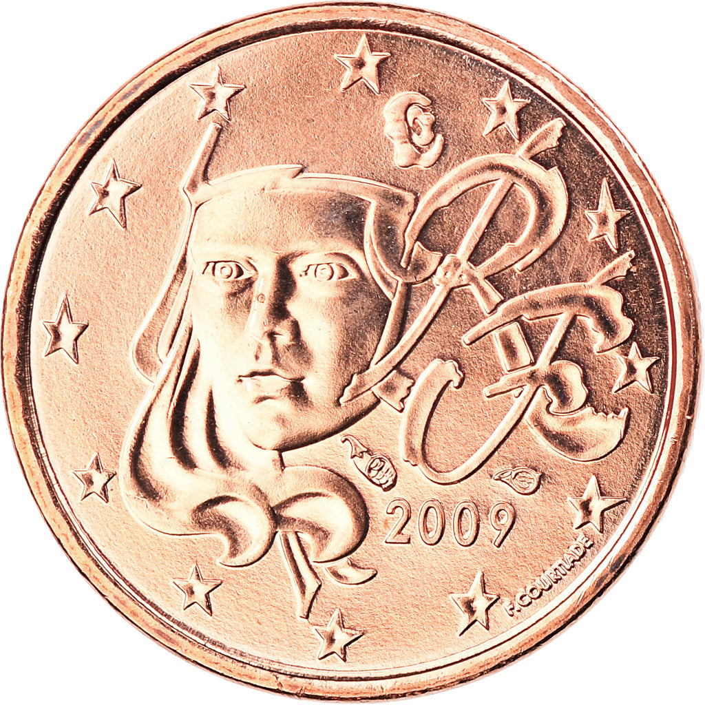 Frankrijk, Euro Cent, 2009, Paris, BU, FDC, Copper Plated Steel, Gadoury:1