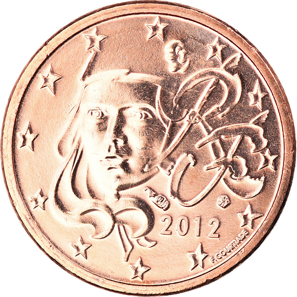 France, Euro Cent, 2012, Paris, BU, MS(65-70), Copper Plated Steel, Gadoury:1